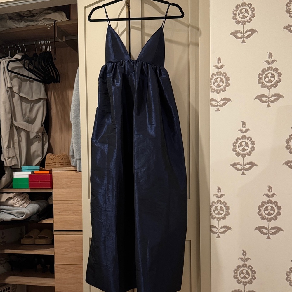 Ganni Navy Blue Backless Dress